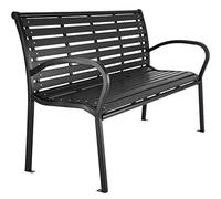 Panca Giardino Panchina Parco Acciaio Verniciato Nera 126x62x81,5cm Nuovo
