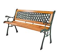 TecTake PANCHINA in GHISA E Legno Panca da Giardino con Schienale Lavorato Intrecciato ca. 126 x 55 x 73cm