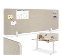 tectake® Pannello Divisorio Scrivania Noisy, Angoli Arrotondati, Fonoassorbente in Pet, Montaggio Semplice, Adatto per l' Ufficio, Scrivania, Pannelli Divisori - 130 x 40 cm, Beige
