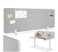 tectake® Pannello Divisorio Scrivania Noisy, Angoli Arrotondati, Fonoassorbente in Pet, Montaggio Semplice, Adatto per l' Ufficio, Scrivania, Pannelli Divisori - 130 x 40 cm, Grigio