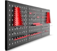 tectake® Pannello forato portautensili, 3 ripiani, acciaio, 120 x 60 cm | Solida struttura in acciaio, capacità 4 kg per pezzo, montaggio semplice e versatile, spazi organizzati, nero e rosso