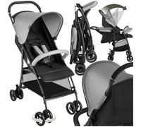 tectake® Passeggino Pieghevole per Bambini da 0 a 3 Anni, Passeggino Leggero con Cintura a 5 Punti Regolabile, Freno a Pedale, Tettuccio Parasole, Ruote Girevoli, Freno a Pedale - Nero