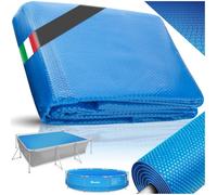 tectake® Pellicola Piscina, 274 x 549 cm, Copripiscina Solare Rettangolare, da Ritagliare, Protegge e Riscalda, Riscaldamento Ecologico, Sicurezza e Pulizia, Adattabile a Piscine Esterne - Blu