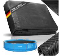 tectake® Pellicola Solare Piscina, Ø 455 cm, Copripiscina Rotondo, da Ritagliare, Protegge e Riscalda, Riscaldamento Ecologico, Sicurezza e Pulizia, Adattabile a Piscine Esterne, Maneggevole - Nero