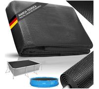 tectake® Pellicola Piscina, 366 x 732 cm, Copripiscina Solare Rettangolare, da Ritagliare, Protegge e Riscalda, Riscaldamento Ecologico, Sicurezza e Pulizia, Adattabile a Piscine Esterne - Nero