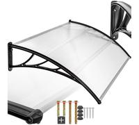 Tectake® Pensilina Policarbonato, Tettoia Porta Esterna, Finestra, Trasparente, Montaggio Facile, Resistente Agenti Atmosferici, Design Moderno - 120 x 93 cm