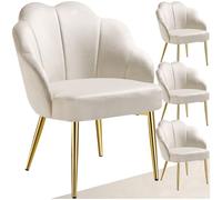 tectake Poltrona da cocktail a forma di conchiglia, in velluto con braccioli, poltrone da soggiorno, poltrona lounge, sedie da pranzo, poltrone relax, poltrona da letto, camera da letto, poltrona da