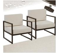 tectake® Poltrona da Giardino Comosa, Set di 2, Imbottitura XXL, Cuscini Ultra Spessi, Struttura in Acciaio Verniciato, Rivestimenti Idrorepellenti, Piedini Regolabili