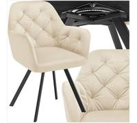 TecTake® Poltrona Girevole in Velluto, Sedia Sala da Pranzo con Braccioli, Seduta e Schienale Ergonomici, Rotazione a 180°, Sedia Moderne con Gambe in Acciaio - Crema