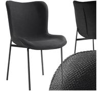 TecTake® Poltrona in Stile Scandinavo, Seduta Ergonomica, Gambe in Acciaio, Cappucci Antiscivolo, Sedia Sala da Pranzo, Cucina, Sedia Soggiorno - Tessuto Nero/Nero