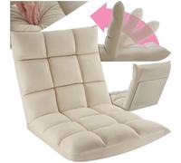 TecTake® Poltrona Relax in Velluto, Poltrona Regolabile in 14 Posizioni, Imbottitura Spessa, Rivestimento Lavabile, Telaio in Acciaio, Ideale per Salotto, Camera da Letto, Ufficio - Beige