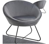 TecTake® Poltrona Rotonda Imbottita, Stile Scandinavo, Comoda Sedia da Salotto con Schienale Continuo, Piedini Antiscivolo per Pavimenti, Struttura Verniciata a Polvere - Effetto Velluto Antracite