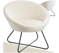 TecTake® Poltrona Rotonda Imbottita, Stile Scandinavo, Comoda Sedia da Salotto con Schienale Continuo, Piedini Antiscivolo per Pavimenti, Struttura Verniciata a Polvere - Effetto Velluto Beige