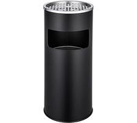 tectake® Posacenere da esterno a Colonna 25x61cm, Posacenere Chiuso in Acciaio con Pattumiera integrata, Porta Sigarette antivento per Esterno, Giardino, Bar, Hotel, Casa o Ufficio - Nero