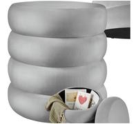 TecTake® Pouf Contenitore, Sgabello Imbottito Rivestimento In Velluto, Pouf Letto Stile Scandinavo, Pouf Camera da Letto Contenitore, Pouf da Salotto - Effetto Velluto Grigio, 42x42x47 cm