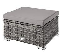 tectake® Pouf in Polyrattan, Arredo da Giardino Elegante e Pratico, Resistente alle Intemperie, Con Cuscino Confortevole, Pouf Sgabello, Ideale per Terrazzo e Balcone - Grigio