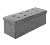 TecTake® Pouf Pieghevole, Panca Contenitore, Poggiapiedi, 110x38x38 Cm, Seduta Imbottita, Coperchio Amovibile, Telaio Robusto, Disponibile in Diversi Colori - Grigio Chiaro