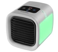 tectake® Raffreddatore d'aria 3in1, Ventilatore a Torre ad acqua, USB-C, Mini Climatizzatore Portatile, Pannello LED 8 Colori, Controllo Touch, Mini Condizionatore Portatile Campeggio - Grigio