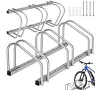 TecTake® Rastrelliera Biciclette in Acciaio da 3, Accessibile da Entrambi i Lati, Disposizione Modulabile, Rastrelliera Bicicletta con Struttura Resistente - Argento