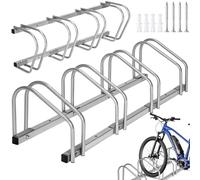 TecTake® Rastrelliera Biciclette in Acciaio da 4, Accessibile da Entrambi i Lati, Disposizione Modulabile, Rastrelliera Bicicletta con Struttura Resistente - Argento