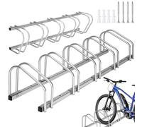 TecTake® Rastrelliera Biciclette in Acciaio da 5, Accessibile da Entrambi i Lati, Disposizione Modulabile, Rastrelliera Bicicletta con Struttura Resistente - Argento
