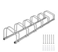 tectake® Rastrelliera Biciclette in Acciaio da 6, Accessibile da Entrambi i Lati, Disposizione Modulabile, Rastrelliera Bicicletta con Struttura Resistente, Portabici - Argento, 6 Posti