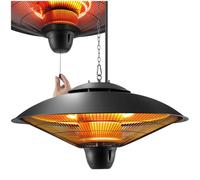 tectake® Riscaldatore a Infrarossi 2500W da Appendere, con Interruttore a Corda, Struttura in Alluminio Inossidabile, Ideale per Interni ed Esterni, Riscaldamento Infrarossi Efficiente - Nero