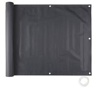tectake® Rivestimento Schermante Balcone, Telo Frangivista, Ombreggiante con Occhielli Rinforzati, Cordoncino Antistrappo, Resistente alle Intemperie, Idrorepellente, Privacy - 0,9 x 6 m, Nero