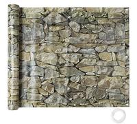 tectake® Rivestimento Schermante Balcone, Telo Frangivista, Ombreggiante con Occhielli Rinforzati, Cordoncino Antistrappo, Resistente alle Intemperie, Idrorepellente - 0,9 x 6 m, Effetto Pietra