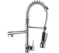 tectake® Rubinetto Miscelatore, Rubinetto Lavello Cucina, Lavandino Cucina con Doccetta Estraibile, Auto-Disincrostante, 2 x Miscelatore Cucina, Tubi Inclusi, Semplice Installazione