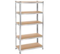 TecTake® Scaffalatura Metallo Garage, Scaffale Attrezzi da Lavoro, Scaffalatura Libreria in Lamiera d'Acciaio, Scaffali Modulabili, 250 kg di Carico per Piano - Capacità Portante 1250 kg