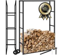 TecTake® Scaffalatura Porta Legna per Interni ed Esterni, Portalegna in Acciaio Verniciato a Polvere, Legnaia Design Industriale Moderno, 100,5x25x150 cm - Nero