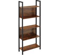 tectake® Scaffalatura Stile Industriale, Libreria 5 Ripiani, Legno e Acciaio, Scaffale da Parete, Mobile Portaoggetti, Libreria Moderna, Scaffale Design - 62x24x165,5 cm, Industriale Scuro