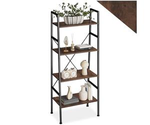 tectake® Scaffale a Scala in Stile Industriale, Quattro Ripiani, Scaffale Salvaspazio Struttura in acciaio, Libreria da parete per Soggiorno, Mobile Ingresso - Industrial Dark - 57,5 x 35,5 x 139 cm