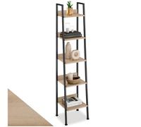 TecTake® Scaffale a Scala, Libreria Verticale con 4 Ripiani, Struttura in Acciaio porta libri, Libreria Verticale, Facile Montaggio - 35,5 x 31,5 x 170 cm - Legno industriale chiaro