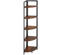 Scaffali ad angolo libreria fiori 5 ripiani effetto legno metallo industriale