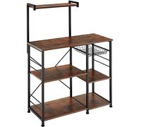 tectake® Scaffale Cucina, 6 Ripiani, Scaffale Industriale, Scaffale Metallo e Legno, Scaffale Salvaspazio, Ripiano d'Appoggio, Scaffale Design, Scaffale Portaoggetti - Industriale Scuro