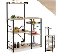 tectake® Scaffale Cucina 90x40x131,5cm, Organizer Cucina 6 Ripiani, Scaffale Portaoggetti, Ripiano d'Appoggio per Microonde e Piatti, Mobiletto Salvaspazio, Arredamento Casa - Legno Industriale Chiaro