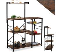 TecTake® Scaffale Cucina, 6 Ripiani, Scaffale Industriale, Scaffale Metallo e Legno, Scaffale Salvaspazio, Ripiano d'Appoggio, Scaffale Design, Scaffale Portaoggetti - Industriale Scuro