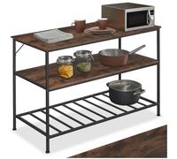 TecTake® Scaffale Cucina, 3 Livelli, Ripiano a Sbarre, Scaffale Industriale, Metallo e Legno, Scaffale Salvaspazio, Ripiano d'Appoggio, Scaffale Design, Scaffale Portaoggetti - Industriale Scuro