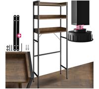 TecTake® Scaffale da Bagno Alto, Stile Industriale, Tre Ripiani con Bordi a Listello, Scaffale Salvaspazio, Ideale per Bagno, Cucina, Libreria, 67x25x165,5cm - Legno Industriale Scuro, Rustico