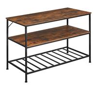 TecTake® Scaffale Cucina, 3 Livelli, Ripiano a Sbarre, Scaffale Industriale, Metallo e Legno, Scaffale Salvaspazio, Ripiano d'Appoggio, Scaffale Design, Scaffale Portaoggetti - Industriale Scuro