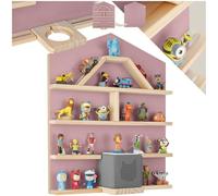 TecTake® Scaffale da Parete Mylittle Story, 12 Ripiani in Legno Massiccio con Banda Magnetica, Parete MDF con Rivestimento Melammina, Angoli Arrotondati, Piedistallo Incluso - Rosa Fucsia