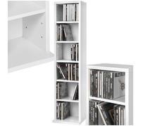 tectake® Scaffale Porta CD DVD Archiviazione 102 CD, Supporto di Archiviazione, 6 Piani, Facile da Montare, Materiale MDF con Rivestimento Plastico, Dimensioni 90 x 21 x 20 cm, Peso 5,5 kg - Bianco