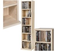 TecTake® Scaffale Porta CD DVD Archiviazione 102 CD, Supporto di Archiviazione, 6 Piani, Facile da Montare, Materiale MDF con Rivestimento Plastico, Dimensioni 90 x 21 x 20 cm, Peso 5,5 kg - Faggio