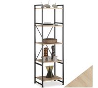 tectake® Scaffale Stile Industriale, Scaffale Porta Libri, Libreria Moderna, Scaffale Libreria Verticale con 5 Ripiani, Regolabile, Dispositivo Anti-Caduta - Industriale Legno Chiaro, Rovere Sonoma