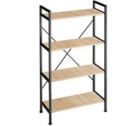 Scaffale Industrial 4 Ripiani Rustico Verticale Acciaio Librerie Pannello MDF