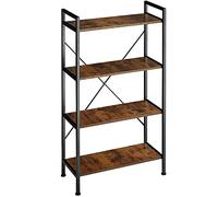 Scaffale Industrial 4 Ripiani Rustico Verticale Acciaio Librerie Pannello MDF