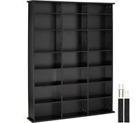 TecTake® Scaffale Verticale per CD/DVD, 18 Ripiani Regolabili, Costruzione Stabile in MDF, Supporto Anticaduta, Bianco Opaco, 105,5 x 19 x 136,5 cm, Per Archivio Libri e Documenti - Nero