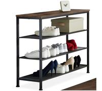 tectake® Scarpiera 100 x 30,5 x 72,5 cm, Scarpiera Ingresso, 3 Ripiani Rete, Scaffale Scarpe Uomo, Scarpe Donna, Mobile Organizer Ingresso Corridoio Soggiorno, Stile Industriale - Legno Scuro